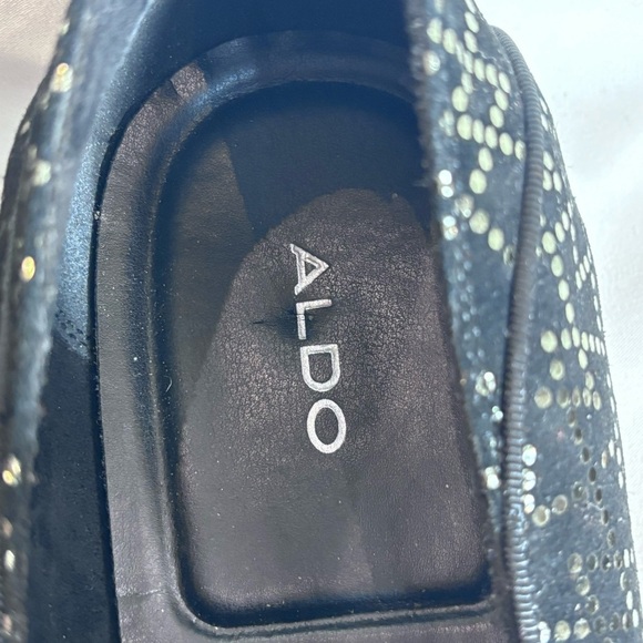 ALDO Sz 10 Loafer Slip On Suede Gold Graphic Pattern Almond Toe NEW WITH TAG - Picture 3 of 10
